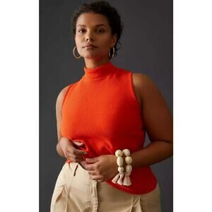 Maeve Anthropologie Structured Mock Neck Top‎ Women’s  Small Burnt Orange Autumn